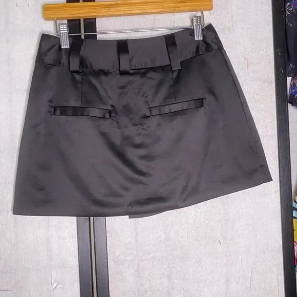 Superdown Black Mini Wrap Skirt M - Picture 3 of 7